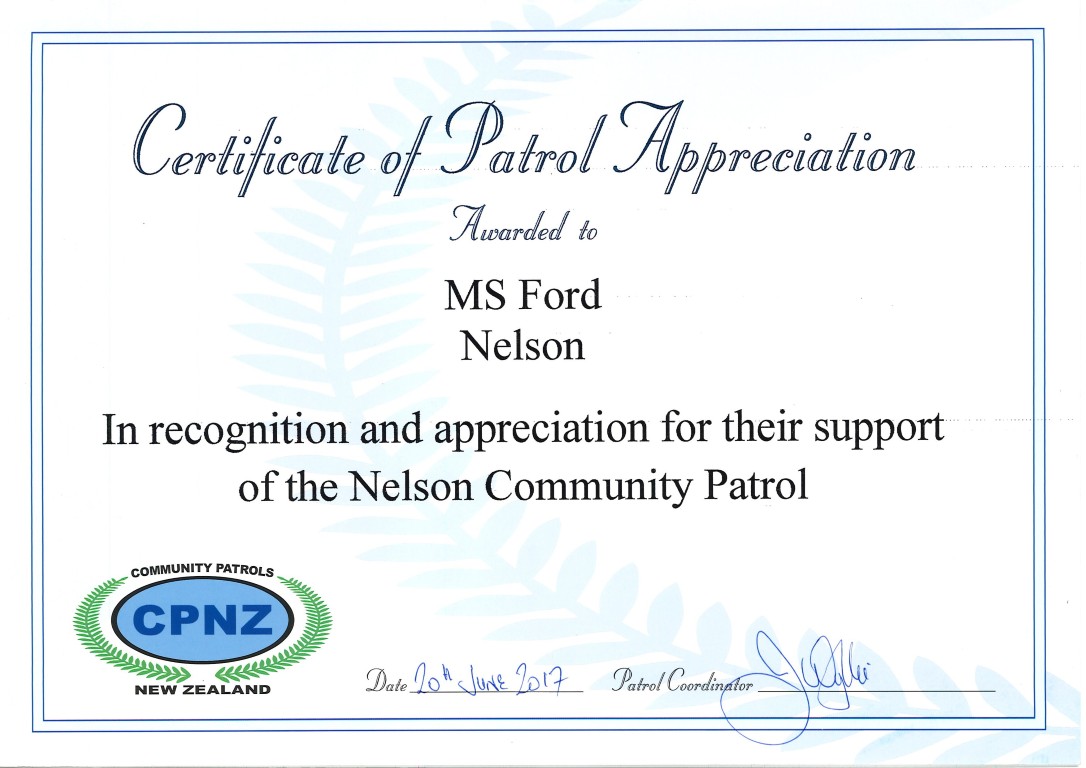 MS Ford Nelson Community Patrol Award